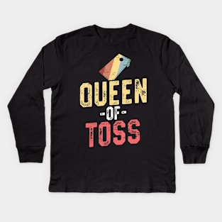 Queen of Toss Funny Cornhole Gift 4th of July Kids Long Sleeve T-Shirt